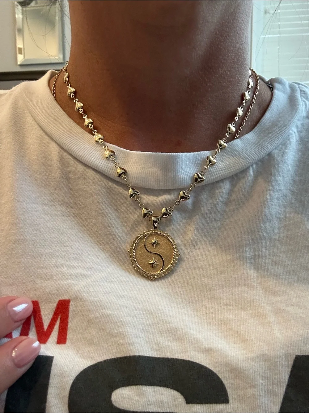 Jane Win Heart Chain with Gemini reversible pendant